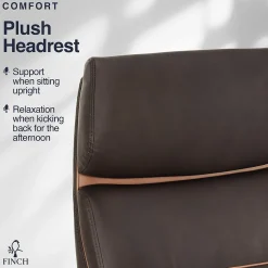 New NEO TWO Ergonomic Vegan Leather/Wood Swivel Executive Chair, Brown (52373-BRN) Office Chairs