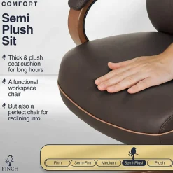 New NEO TWO Ergonomic Vegan Leather/Wood Swivel Executive Chair, Brown (52373-BRN) Office Chairs