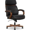 New NEO TWO Ergonomic Vegan Leather/Wood Swivel Executive Chair, Black (52373-BLK) Office Chairs