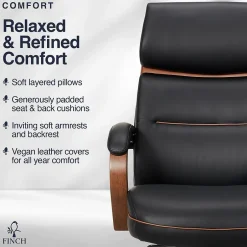 New NEO TWO Ergonomic Vegan Leather/Wood Swivel Executive Chair, Black (52373-BLK) Office Chairs