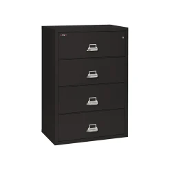 Outlet Classic 4-Drawer Lateral File Cabinet, Fire Resistant, Letter/Legal, Black, 37.5"W (4-3822-CBL) File Cabinets