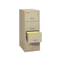 Outlet Classic 4-Drawer Vertical File Cabinet, Fire Resistant, Letter, Parchment, 31.56"D (4-1831-CPA) File Cabinets