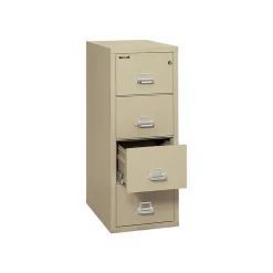 Outlet Classic 4-Drawer Vertical File Cabinet, Fire Resistant, Letter, Parchment, 31.56