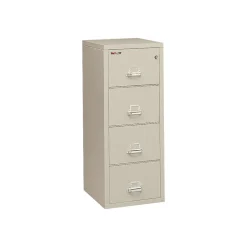 Outlet 4-Drawer Vertical File Cabinet, Legal Size, Lockable, Fire Resistant, 57"H x 21.25"W x 32"D, Parchment (421572PA) File Cabinets