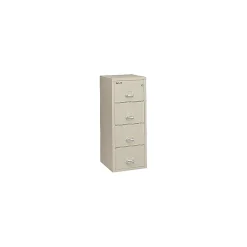 Outlet 4-Drawer Vertical File Cabinet, Legal Size, Lockable, Fire Resistant, 57"H x 21.25"W x 32"D, Parchment (421572PA) File Cabinets