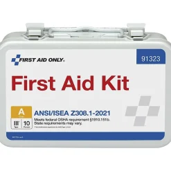 First Aid Kits<First Aid Only Metal First Aid Kit, ANSI 2021 Class A, 10 People, 76 Pieces (91323)