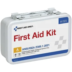 First Aid Kits<First Aid Only Metal First Aid Kit, ANSI 2021 Class A, 10 People, 76 Pieces (91323)