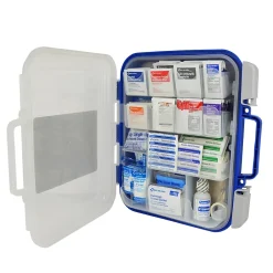 First Aid Kits<First Aid Only ReadyCare Plastic First Aid Kit with Medication, ANSI 2021 Class A, 50 People, 238 Pieces, Clear/Blue (90698)