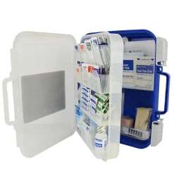 First Aid Kits<First Aid Only ReadyCare Plastic First Aid Kit with Medication, ANSI 2021 Class A, 50 People, 238 Pieces, Clear/Blue (90698)
