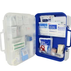 First Aid Kits<First Aid Only ReadyCare Plastic First Aid Kit with Medication, ANSI 2021 Class A, 50 People, 238 Pieces, Clear/Blue (90698)