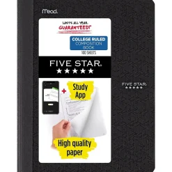 Five Star Composition Notebooks, 7.5" x 9.7", College Ruled, 100 Sheets, Each (9120) New