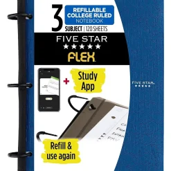 Five Star Flex 3-Subject Notebooks, 8.5" x 11", College Ruled, 120 Sheets (08126) Hot