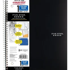 Five Star 1-Subject Notebook, 8.5" x 11", College Ruled, 100 Sheets, (72057) Black Sale