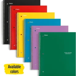Five Star 5-Subject Subject Notebooks, 8" x 10.5", Wide Ruled, 200 Sheets, Each (51016) Clearance