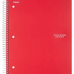 Five Star 3-Subject Wirebound Notebook, 8-1/2" x 11", College Ruled, 150 Sheets, (72065) Red Online