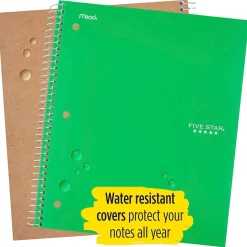 Five Star ® Wirebound Notebook, 1-Subject Notebook, 8.5" x 11", College Ruled, 100 Sheets, (72055) Green Clearance