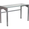 Clearance 47" Glass Glass Computer Desks Clear/Silver (NANYLCD1219) Computer Desks
