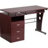 47" Laminate L-Shape Computer Desk, Mahogany (NANWK008) Computer Desks