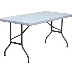 New 60" x 30" Plastic Rectangular Folding Table, Granite White, 6/Pack Folding Tables