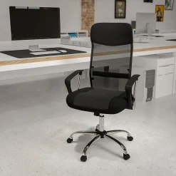 Abney Ergonomic Leather and Mesh Swivel High Back Task Office Chair, Black (BT905) Office Chairs