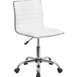 Outlet Alan Armless Vinyl Swivel Low Back Task Office Chair, White/Chrome (DS512BWH) Office Chairs