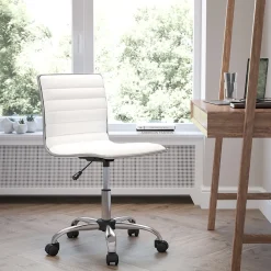 Outlet Alan Armless Vinyl Swivel Low Back Task Office Chair, White/Chrome (DS512BWH) Office Chairs