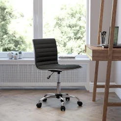 Online Alan Armless Vinyl Swivel Low Back Task Office Chair, Black/Chrome (DS512BBK) Office Chairs