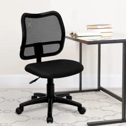 Outlet Alber Armless Ergonomic Mesh Swivel Mid-Back Task Office Chair, Black (WLA277BK) Office Chairs