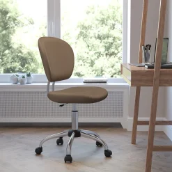 Hot Beverly Armless Ergonomic Mesh Swivel Mid-Back Padded Task Office Chair, Coffee Brown (H2376FCOF) Office Chairs