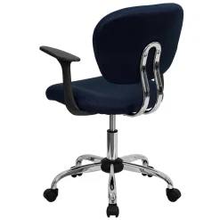 New Beverly Ergonomic Mesh Swivel Mid-Back Padded Task Office Chair, Navy (H2376FNAVYARMS) Office Chairs