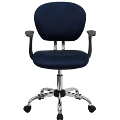 New Beverly Ergonomic Mesh Swivel Mid-Back Padded Task Office Chair, Navy (H2376FNAVYARMS) Office Chairs