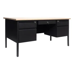 Sale Cambridge 60"W Double Pedestal Desk, (GCMBLK179WOK) Office Desks