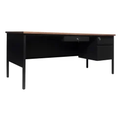 Online Cambridge 70"W Single Pedestal Desk, (GCMBLK177WLN) Office Desks