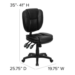Sale Caroline Armless Ergonomic LeatherSoft Swivel Mid-Back Multifunction Task Office Chair, Black (GO930FBKLEA) Office Chairs