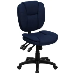 Outlet Caroline Armless Ergonomic Fabric Swivel Mid-Back Multifunction Task Office Chair, Navy Blue (GO930FNVY) Office Chairs