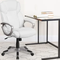 Online Carolyn LeatherSoft Swivel Mid-Back Executive Office Chair, White (GO2236MWH) Office Chairs