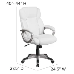Online Carolyn LeatherSoft Swivel Mid-Back Executive Office Chair, White (GO2236MWH) Office Chairs