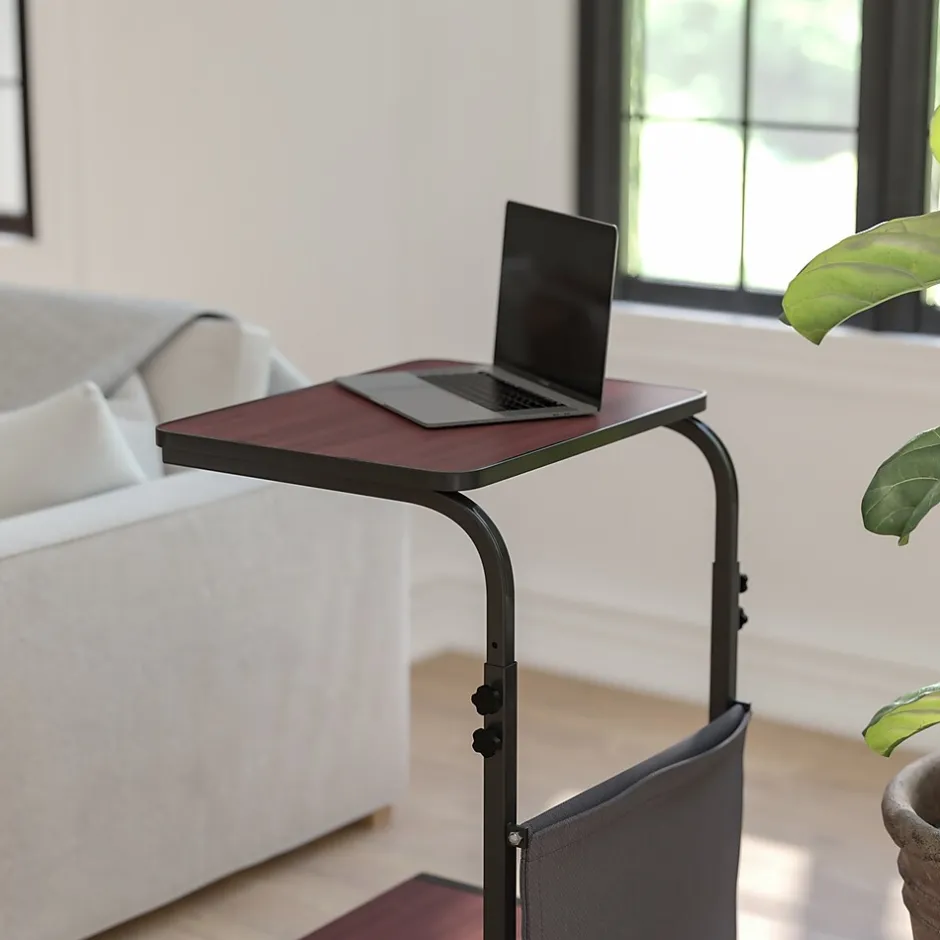 Clearance Charger 24"W Rectangular Adjustable Standing Computer Desk, Mahogany (MT62881) Standing Desks