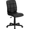 Discount Clayton Armless Vinyl Swivel Mid-Back Quilted Task Office Chair, Black (GO16911BK) Office Chairs
