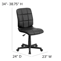 Discount Clayton Armless Vinyl Swivel Mid-Back Quilted Task Office Chair, Black (GO16911BK) Office Chairs