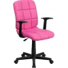 Clearance Clayton Vinyl Swivel Mid-Back Quilted Task Office Chair, Pink (GO16911PINKA) Office Chairs