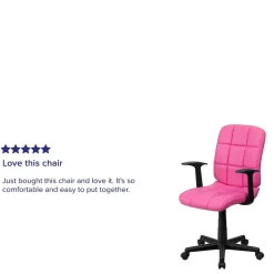 Clearance Clayton Vinyl Swivel Mid-Back Quilted Task Office Chair, Pink (GO16911PINKA) Office Chairs