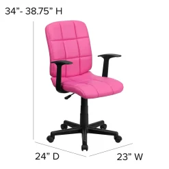 Clearance Clayton Vinyl Swivel Mid-Back Quilted Task Office Chair, Pink (GO16911PINKA) Office Chairs