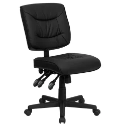 Clearance Cole Armless Ergonomic LeatherSoft Swivel Mid-Back Task Office Chair, Black (GO1574BK) Office Chairs