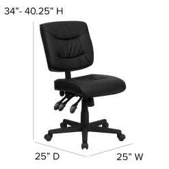Clearance Cole Armless Ergonomic LeatherSoft Swivel Mid-Back Task Office Chair, Black (GO1574BK) Office Chairs