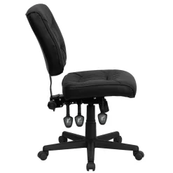 Clearance Cole Armless Ergonomic LeatherSoft Swivel Mid-Back Task Office Chair, Black (GO1574BK) Office Chairs