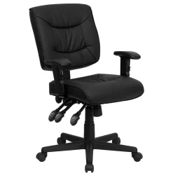 Sale Cole Ergonomic LeatherSoft Swivel Mid-Back Task Office Chair, Black (GO1574BKA) Office Chairs