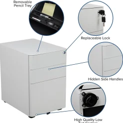 New 3-Drawer Cabinet, Legal & Letter Files, White, 21