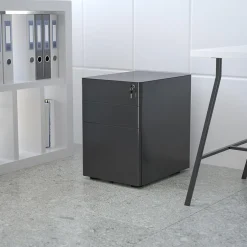 Hot 3-Drawer Cabinet, Legal & Letter Files, Black, 21" (HZCHPL01BK) File Cabinets