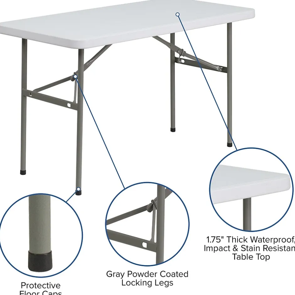 Clearance Elon Folding Table, 48.25" x 24", Granite White (DADYCZ1222) Folding Tables